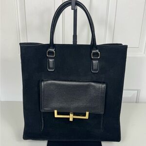 C Wonder‎ Black Suede Uptown Tote MSRP $248 New With Tags